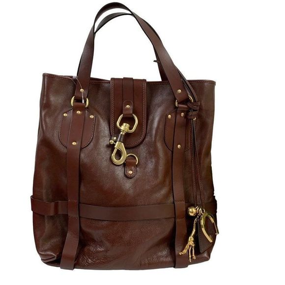 Chloe Handbags - Chloe Kerala Equestrian Satchel Leather Tote Bag with Horse Charms Brown